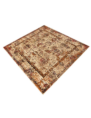 Beige Cream 5' 3 x 5' 3 Saturn Square Area Rug Stain Resistant Easy Clean Classic Vintage Design Durable Carpet for Affordable Home Interiors for Sale at Rug Engine