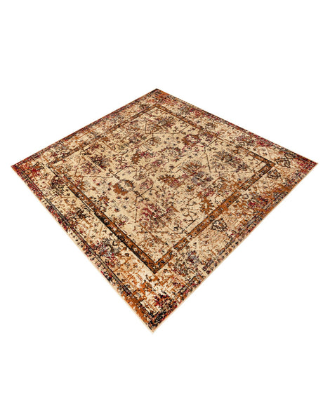 Beige Cream 5' 3 x 5' 3 Saturn Square Area Rug Stain Resistant Easy Clean Classic Vintage Design Durable Carpet for Affordable Home Interiors for Sale at Rug Engine