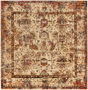 Beige Cream 5' 3 x 5' 3 Saturn Square Area Rug Stain Resistant Easy Clean Classic Vintage Design Durable Carpet for Affordable Home Interiors for Sale at Rug Engine