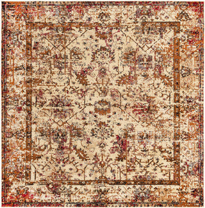 Beige Cream 7' 10 x 7' 10 Saturn Square Area Rug Stain Resistant Easy Clean Classic Vintage Design Durable Carpet for Affordable Home Interiors for Sale at Rug Engine