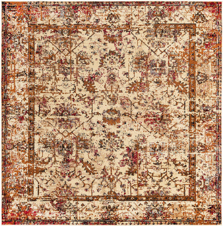 Beige Cream 7' 10 x 7' 10 Saturn Square Area Rug Stain Resistant Easy Clean Classic Vintage Design Durable Carpet for Affordable Home Interiors for Sale at Rug Engine