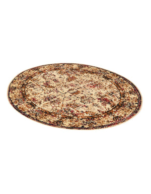 Beige Cream 3' 1 x 3' 1 Saturn Round Area Rug Stain Resistant Easy Clean Classic Vintage Design Durable Carpet for Affordable Home Interiors for Sale at Rug Engine