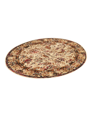 Beige Cream 3' 1 x 3' 1 Saturn Round Area Rug Stain Resistant Easy Clean Classic Vintage Design Durable Carpet for Affordable Home Interiors for Sale at Rug Engine