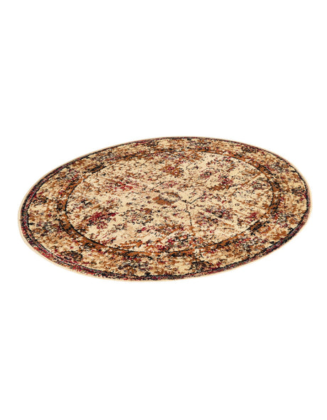 Beige Cream 3' 1 x 3' 1 Saturn Round Area Rug Stain Resistant Easy Clean Classic Vintage Design Durable Carpet for Affordable Home Interiors for Sale at Rug Engine