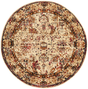 Beige Cream 3' 1 x 3' 1 Saturn Round Area Rug Stain Resistant Easy Clean Classic Vintage Design Durable Carpet for Affordable Home Interiors for Sale at Rug Engine