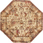 Beige Cream 5' 3 x 5' 3 Saturn Octagon Area Rug Stain Resistant Easy Clean Classic Vintage Design Durable Carpet for Affordable Home Interiors for Sale at Rug Engine