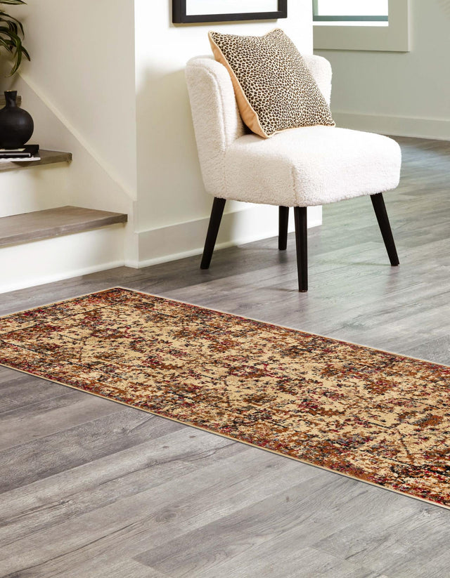 Beige Cream 2' x 7' 1 Saturn Runner Area Rug Stain Resistant Easy Clean Classic Vintage Design Durable Carpet for Affordable Home Interiors for Sale at Rug Engine