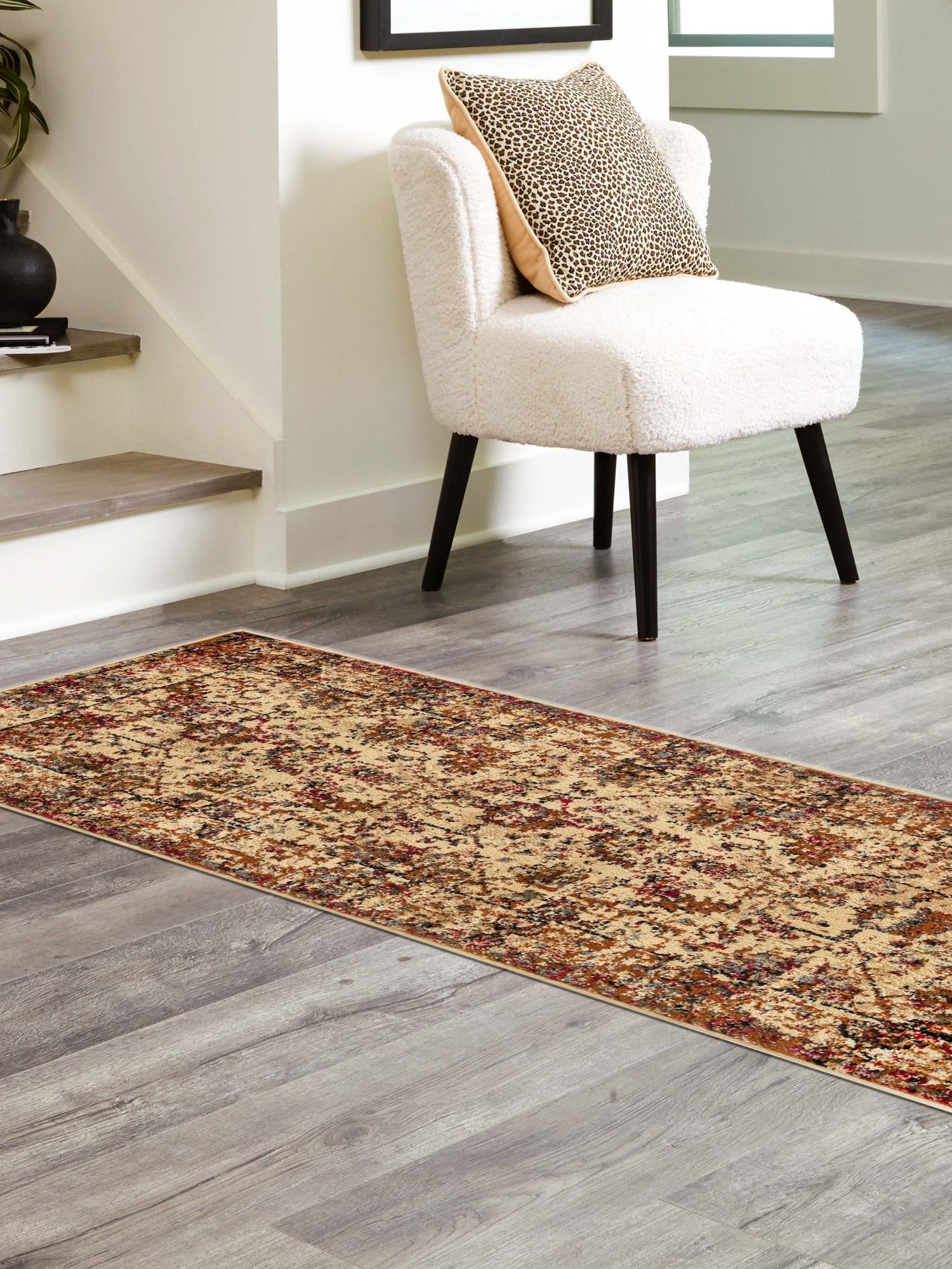 Beige Cream 2' x 9' Saturn Runner Area Rug Stain Resistant Easy Clean Classic Vintage Design Durable Carpet for Affordable Home Interiors for Sale at Rug Engine