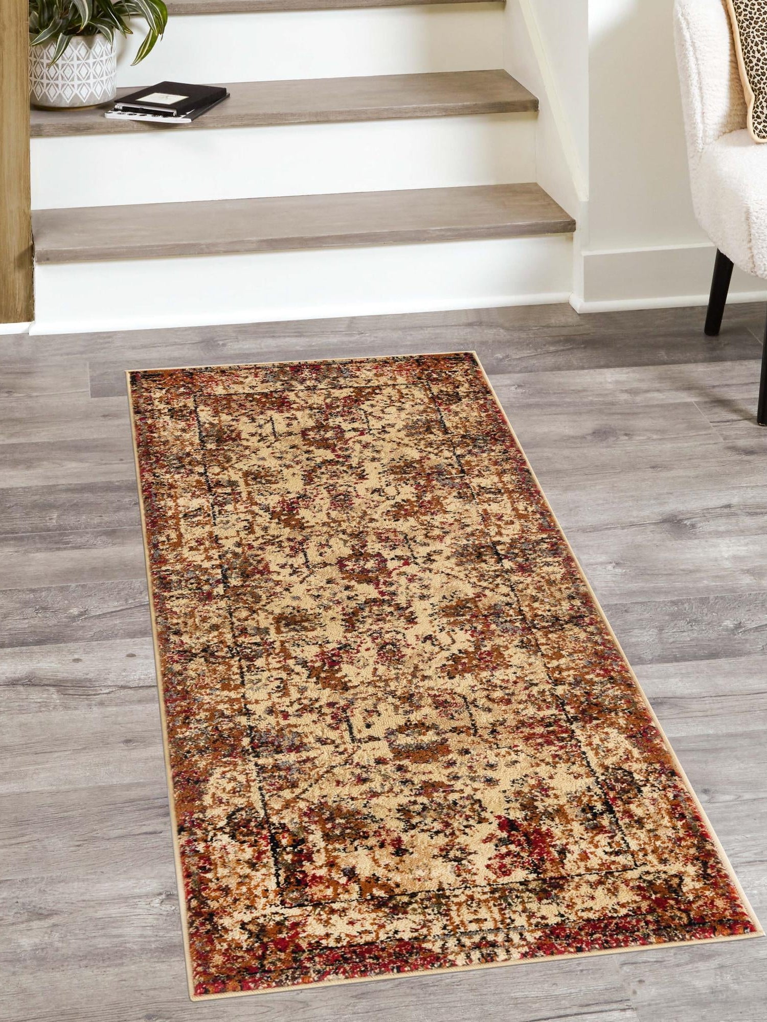 Beige Cream 2' x 9' Saturn Runner Area Rug Stain Resistant Easy Clean Classic Vintage Design Durable Carpet for Affordable Home Interiors for Sale at Rug Engine