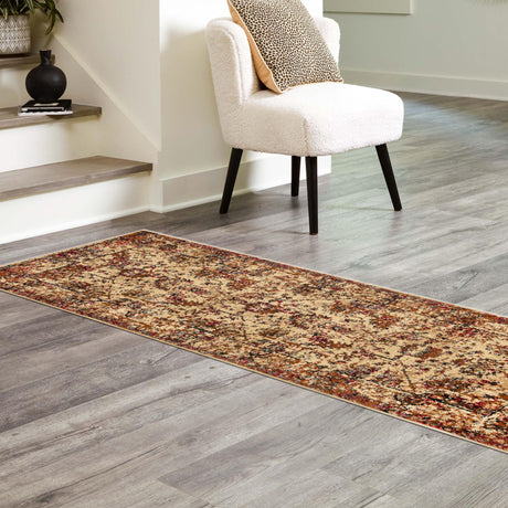 Beige Cream 2' x 9' Saturn Runner Area Rug Stain Resistant Easy Clean Classic Vintage Design Durable Carpet for Affordable Home Interiors for Sale at Rug Engine