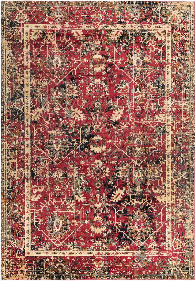 Burgundy 10' x 14' 1 Saturn Rectangle Area Rug Stain Resistant Easy Clean Classic Vintage Design Durable Carpet for Affordable Home Interiors for Sale at Rug Engine