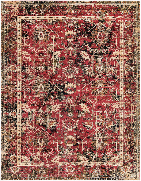 Burgundy 7' 10 x 10' Saturn Rectangle Area Rug Stain Resistant Easy Clean Classic Vintage Design Durable Carpet for Affordable Home Interiors for Sale at Rug Engine