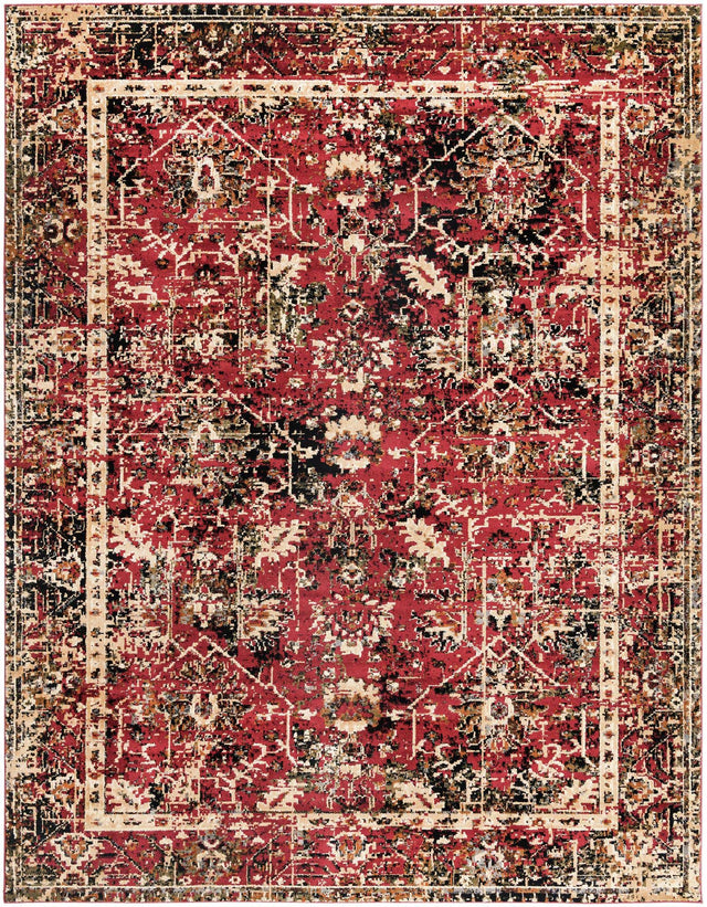Burgundy 7' 10 x 10' Saturn Rectangle Area Rug Stain Resistant Easy Clean Classic Vintage Design Durable Carpet for Affordable Home Interiors for Sale at Rug Engine