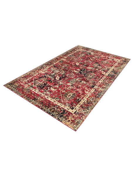 Burgundy 6' 1 x 9' Saturn Rectangle Area Rug Stain Resistant Easy Clean Classic Vintage Design Durable Carpet for Affordable Home Interiors for Sale at Rug Engine