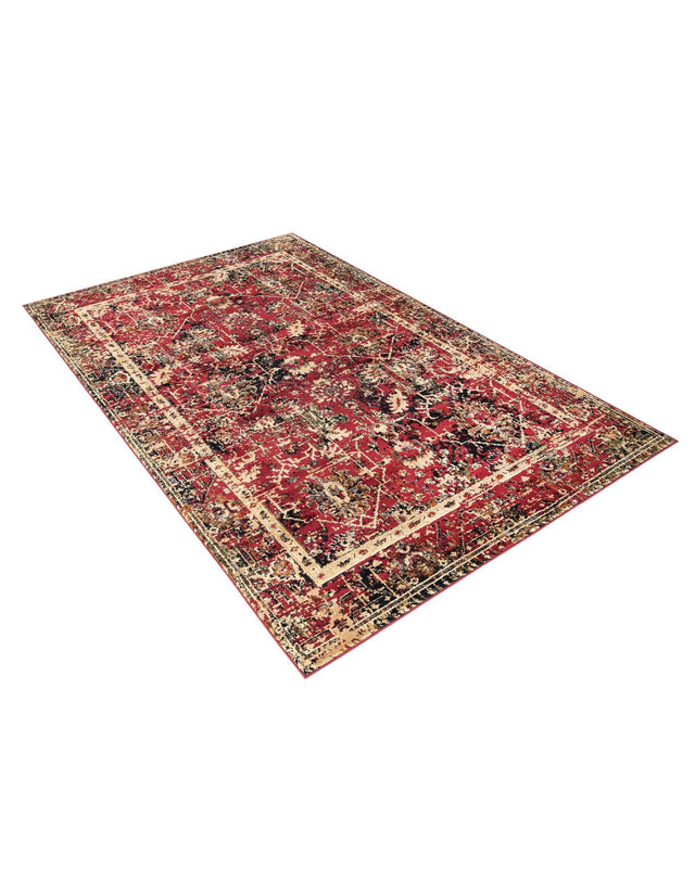 Burgundy 6' 1 x 9' Saturn Rectangle Area Rug Stain Resistant Easy Clean Classic Vintage Design Durable Carpet for Affordable Home Interiors for Sale at Rug Engine
