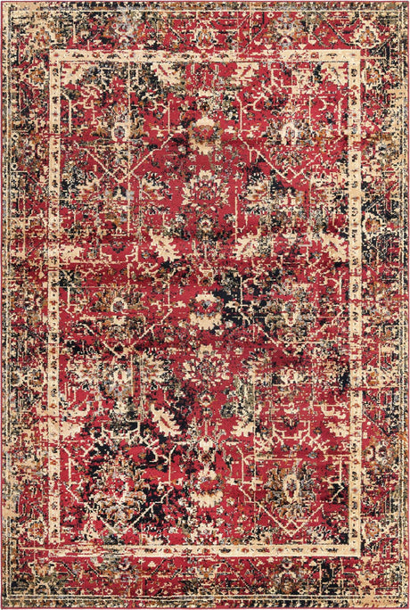 Burgundy 6' 1 x 9' Saturn Rectangle Area Rug Stain Resistant Easy Clean Classic Vintage Design Durable Carpet for Affordable Home Interiors for Sale at Rug Engine