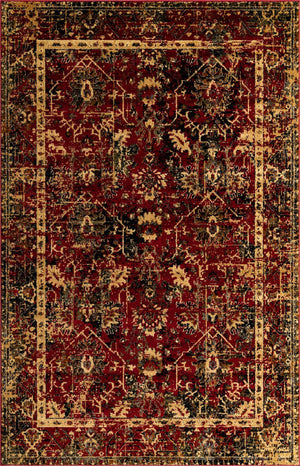 Burgundy 5' 3 x 8' Saturn Rectangle Area Rug Stain Resistant Easy Clean Classic Vintage Design Durable Carpet for Affordable Home Interiors for Sale at Rug Engine