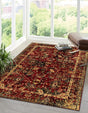 Burgundy 7' 10 x 10' Saturn Rectangle Area Rug Stain Resistant Easy Clean Classic Vintage Design Durable Carpet for Affordable Home Interiors for Sale at Rug Engine