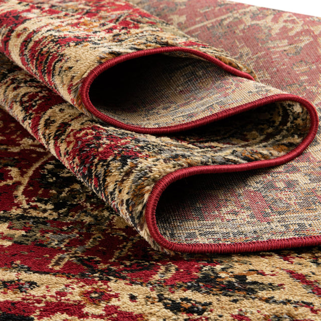 Burgundy 5' 3 x 8' Saturn Rectangle Area Rug Stain Resistant Easy Clean Classic Vintage Design Durable Carpet for Affordable Home Interiors for Sale at Rug Engine