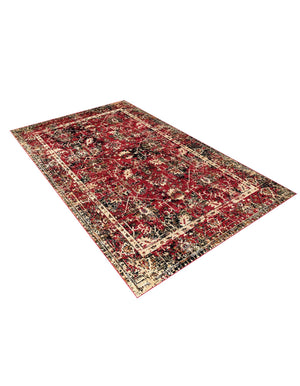 Burgundy 5' 3 x 8' Saturn Rectangle Area Rug Stain Resistant Easy Clean Classic Vintage Design Durable Carpet for Affordable Home Interiors for Sale at Rug Engine