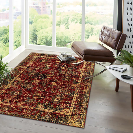 Burgundy 2' x 3' 1 Saturn Rectangle Area Rug Stain Resistant Easy Clean Classic Vintage Design Durable Carpet for Affordable Home Interiors for Sale at Rug Engine
