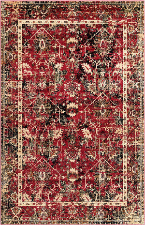 Burgundy 5' 3 x 8' Saturn Rectangle Area Rug Stain Resistant Easy Clean Classic Vintage Design Durable Carpet for Affordable Home Interiors for Sale at Rug Engine