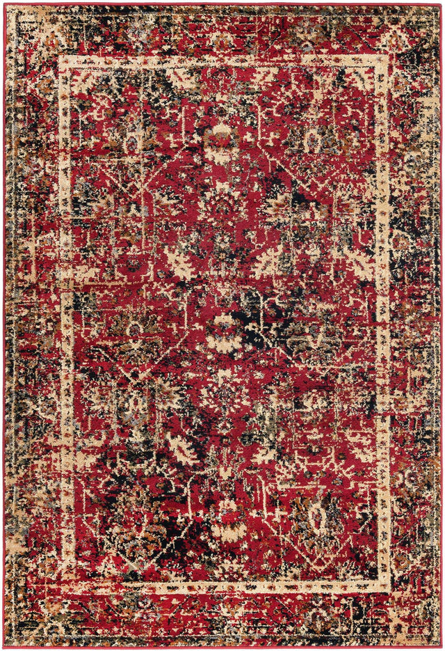 Burgundy 4' 1 x 6' 1 Saturn Rectangle Area Rug Stain Resistant Easy Clean Classic Vintage Design Durable Carpet for Affordable Home Interiors for Sale at Rug Engine