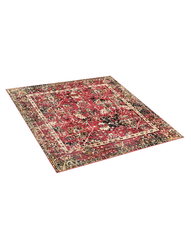 Burgundy 5' 3 x 5' 3 Saturn Square Area Rug Stain Resistant Easy Clean Classic Vintage Design Durable Carpet for Affordable Home Interiors for Sale at Rug Engine
