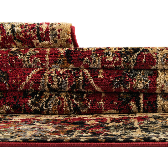 Burgundy 7' 10 x 7' 10 Saturn Square Area Rug Stain Resistant Easy Clean Classic Vintage Design Durable Carpet for Affordable Home Interiors for Sale at Rug Engine