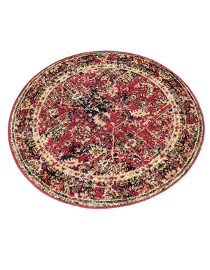 Burgundy 3' 1 x 3' 1 Saturn Round Area Rug Stain Resistant Easy Clean Classic Vintage Design Durable Carpet for Affordable Home Interiors for Sale at Rug Engine