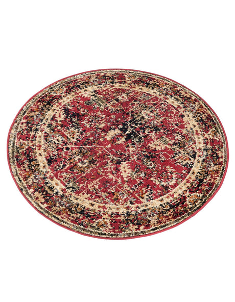 Burgundy 3' 1 x 3' 1 Saturn Round Area Rug Stain Resistant Easy Clean Classic Vintage Design Durable Carpet for Affordable Home Interiors for Sale at Rug Engine