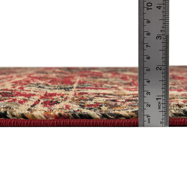 Burgundy 7' 10 x 7' 10 Saturn Round Area Rug Stain Resistant Easy Clean Classic Vintage Design Durable Carpet for Affordable Home Interiors for Sale at Rug Engine