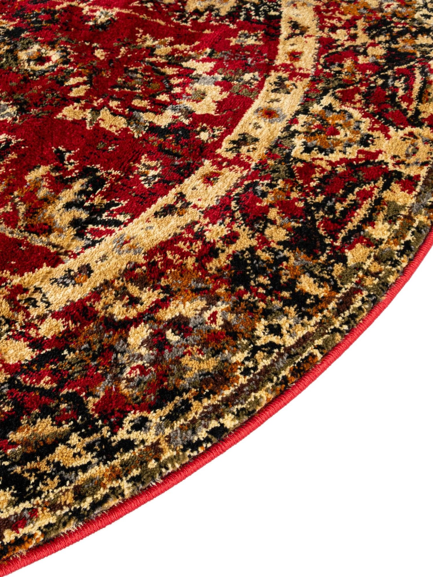 Burgundy 7' 10 x 7' 10 Saturn Round Area Rug Stain Resistant Easy Clean Classic Vintage Design Durable Carpet for Affordable Home Interiors for Sale at Rug Engine