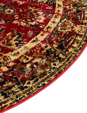 Burgundy 7' 10 x 7' 10 Saturn Round Area Rug Stain Resistant Easy Clean Classic Vintage Design Durable Carpet for Affordable Home Interiors for Sale at Rug Engine