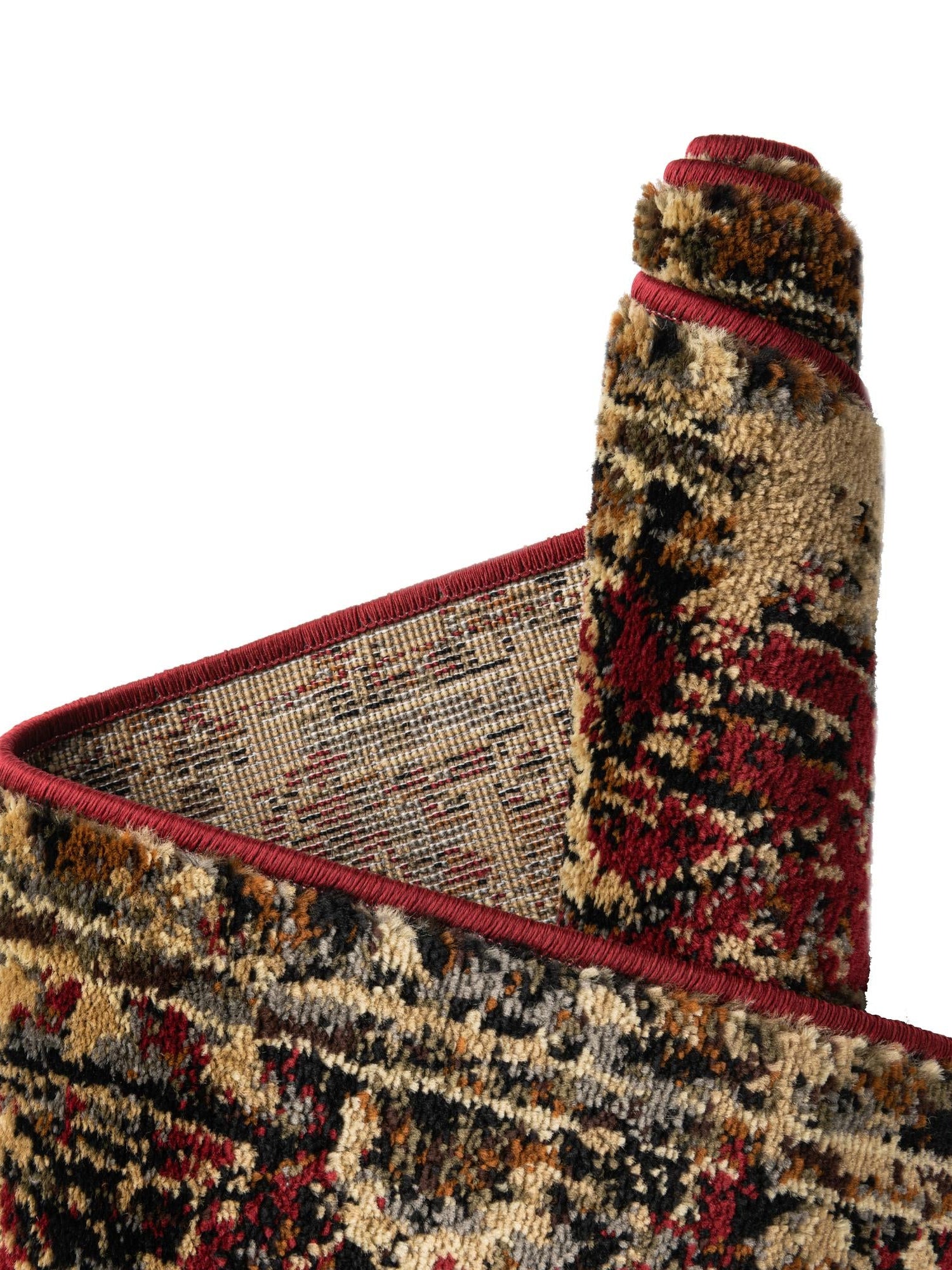 Burgundy 7' 10 x 7' 10 Saturn Round Area Rug Stain Resistant Easy Clean Classic Vintage Design Durable Carpet for Affordable Home Interiors for Sale at Rug Engine
