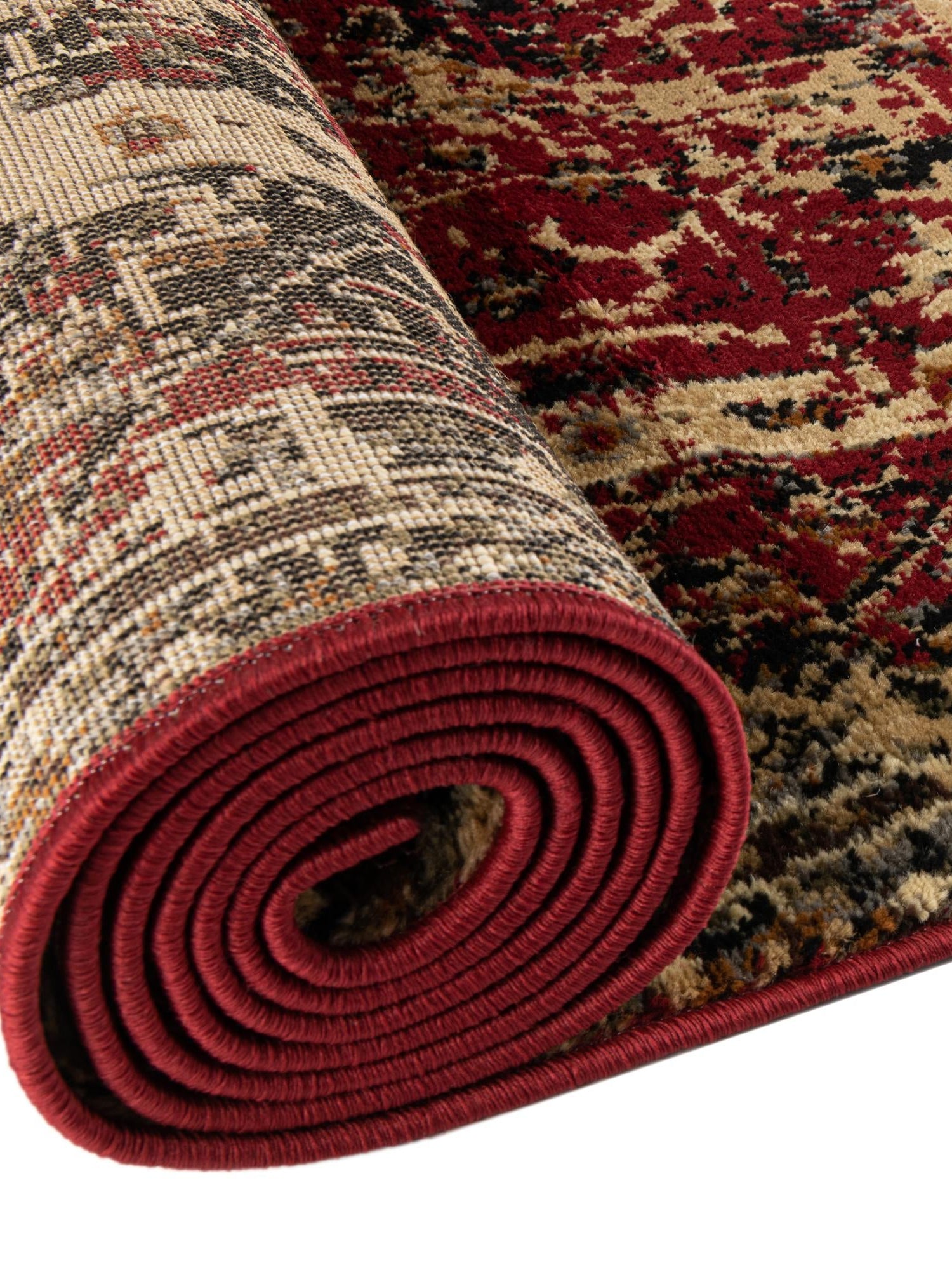 Burgundy 7' 10 x 7' 10 Saturn Round Area Rug Stain Resistant Easy Clean Classic Vintage Design Durable Carpet for Affordable Home Interiors for Sale at Rug Engine