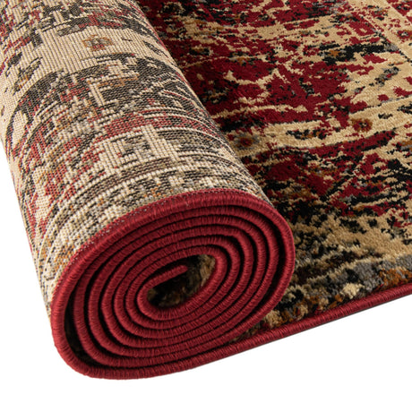 Burgundy 7' 10 x 7' 10 Saturn Round Area Rug Stain Resistant Easy Clean Classic Vintage Design Durable Carpet for Affordable Home Interiors for Sale at Rug Engine