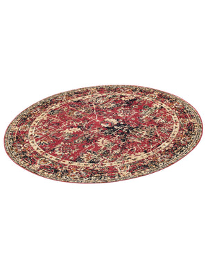 Burgundy 5' 3 x 5' 3 Saturn Round Area Rug Stain Resistant Easy Clean Classic Vintage Design Durable Carpet for Affordable Home Interiors for Sale at Rug Engine