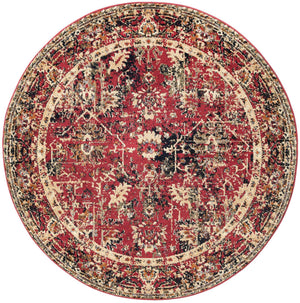 Burgundy 5' 3 x 5' 3 Saturn Round Area Rug Stain Resistant Easy Clean Classic Vintage Design Durable Carpet for Affordable Home Interiors for Sale at Rug Engine
