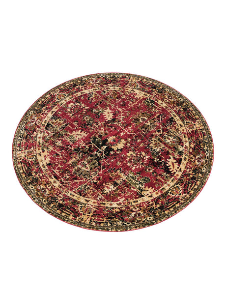 Burgundy 7' 1 x 7' 1 Saturn Round Area Rug Stain Resistant Easy Clean Classic Vintage Design Durable Carpet for Affordable Home Interiors for Sale at Rug Engine