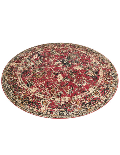 Burgundy 7' 10 x 7' 10 Saturn Round Area Rug Stain Resistant Easy Clean Classic Vintage Design Durable Carpet for Affordable Home Interiors for Sale at Rug Engine