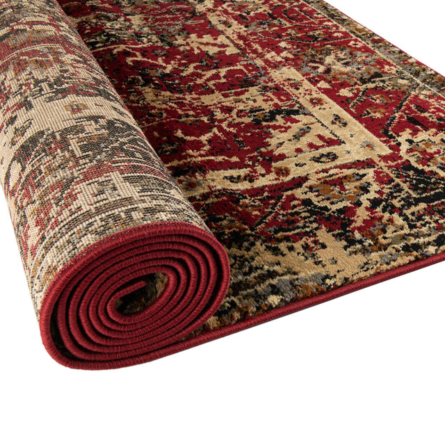 Burgundy 3' 1 x 3' 1 Saturn Octagon Area Rug Stain Resistant Easy Clean Classic Vintage Design Durable Carpet for Affordable Home Interiors for Sale at Rug Engine