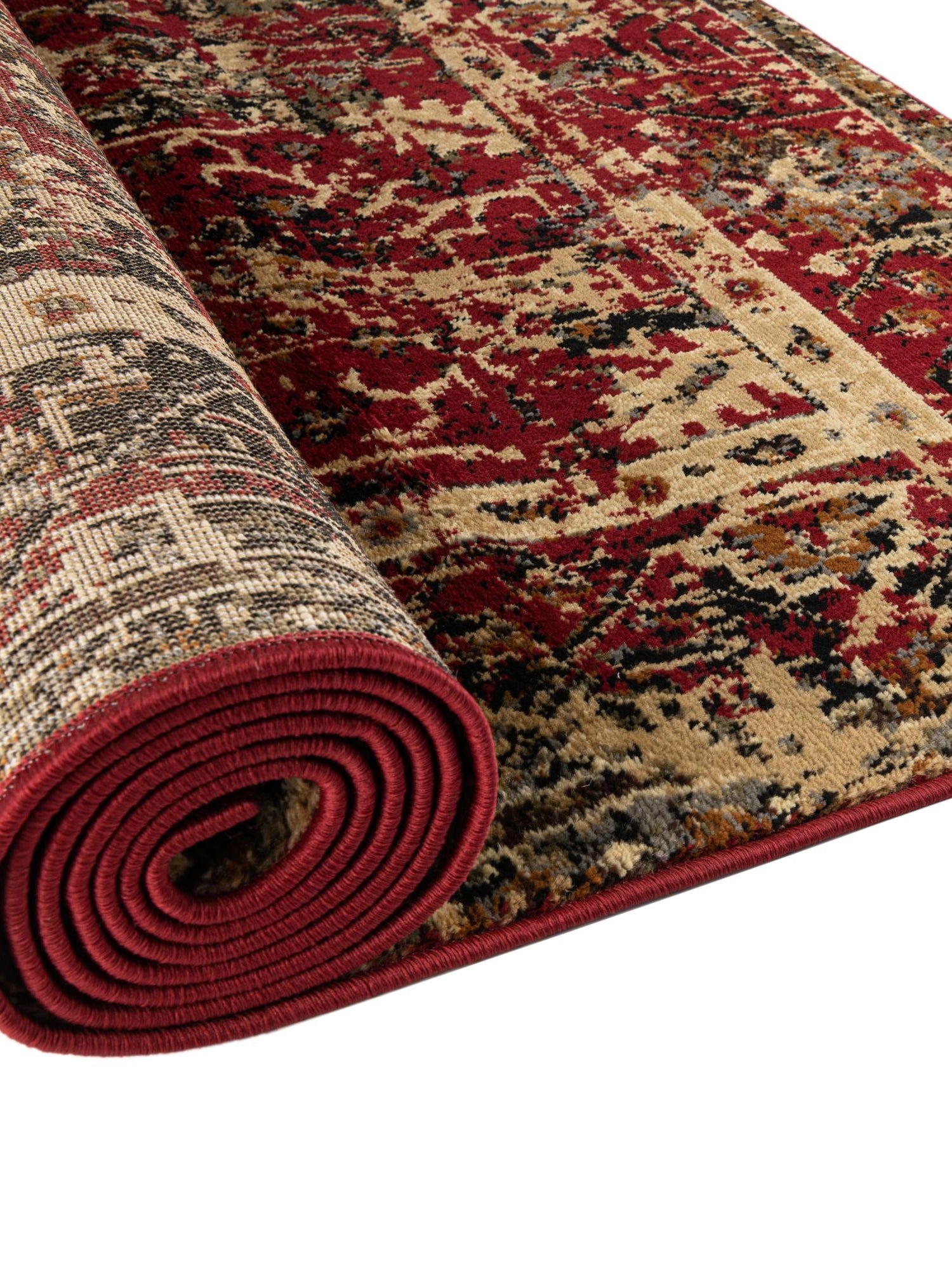 Burgundy 7' 10 x 7' 10 Saturn Octagon Area Rug Stain Resistant Easy Clean Classic Vintage Design Durable Carpet for Affordable Home Interiors for Sale at Rug Engine