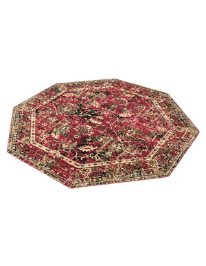 Burgundy 7' 10 x 7' 10 Saturn Octagon Area Rug Stain Resistant Easy Clean Classic Vintage Design Durable Carpet for Affordable Home Interiors for Sale at Rug Engine