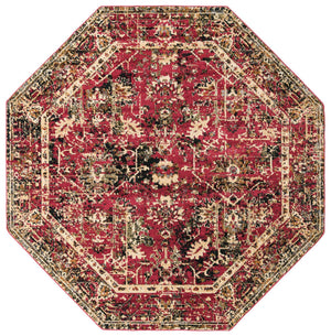 Burgundy 7' 10 x 7' 10 Saturn Octagon Area Rug Stain Resistant Easy Clean Classic Vintage Design Durable Carpet for Affordable Home Interiors for Sale at Rug Engine
