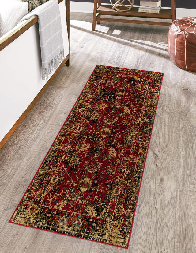 Burgundy 2' x 9' Saturn Runner Area Rug Stain Resistant Easy Clean Classic Vintage Design Durable Carpet for Affordable Home Interiors for Sale at Rug Engine