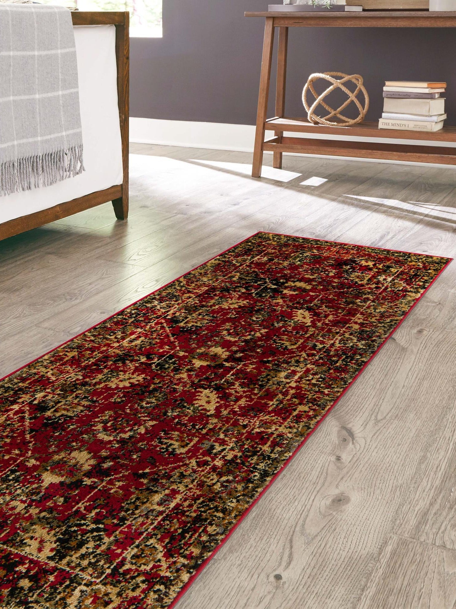 Burgundy 2' x 5' 1 Saturn Runner Area Rug Stain Resistant Easy Clean Classic Vintage Design Durable Carpet for Affordable Home Interiors for Sale at Rug Engine