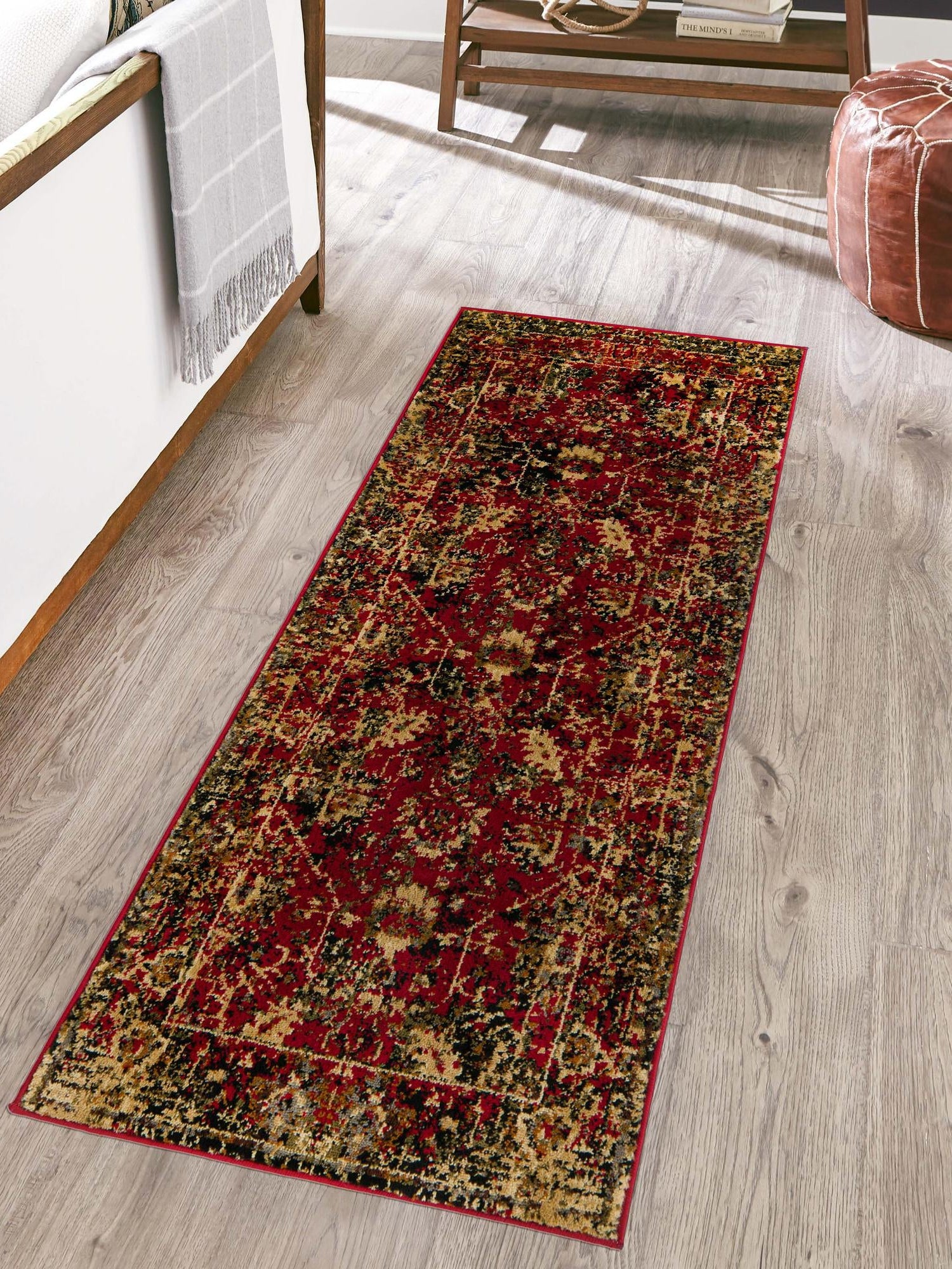 Burgundy 2' x 7' 1 Saturn Runner Area Rug Stain Resistant Easy Clean Classic Vintage Design Durable Carpet for Affordable Home Interiors for Sale at Rug Engine