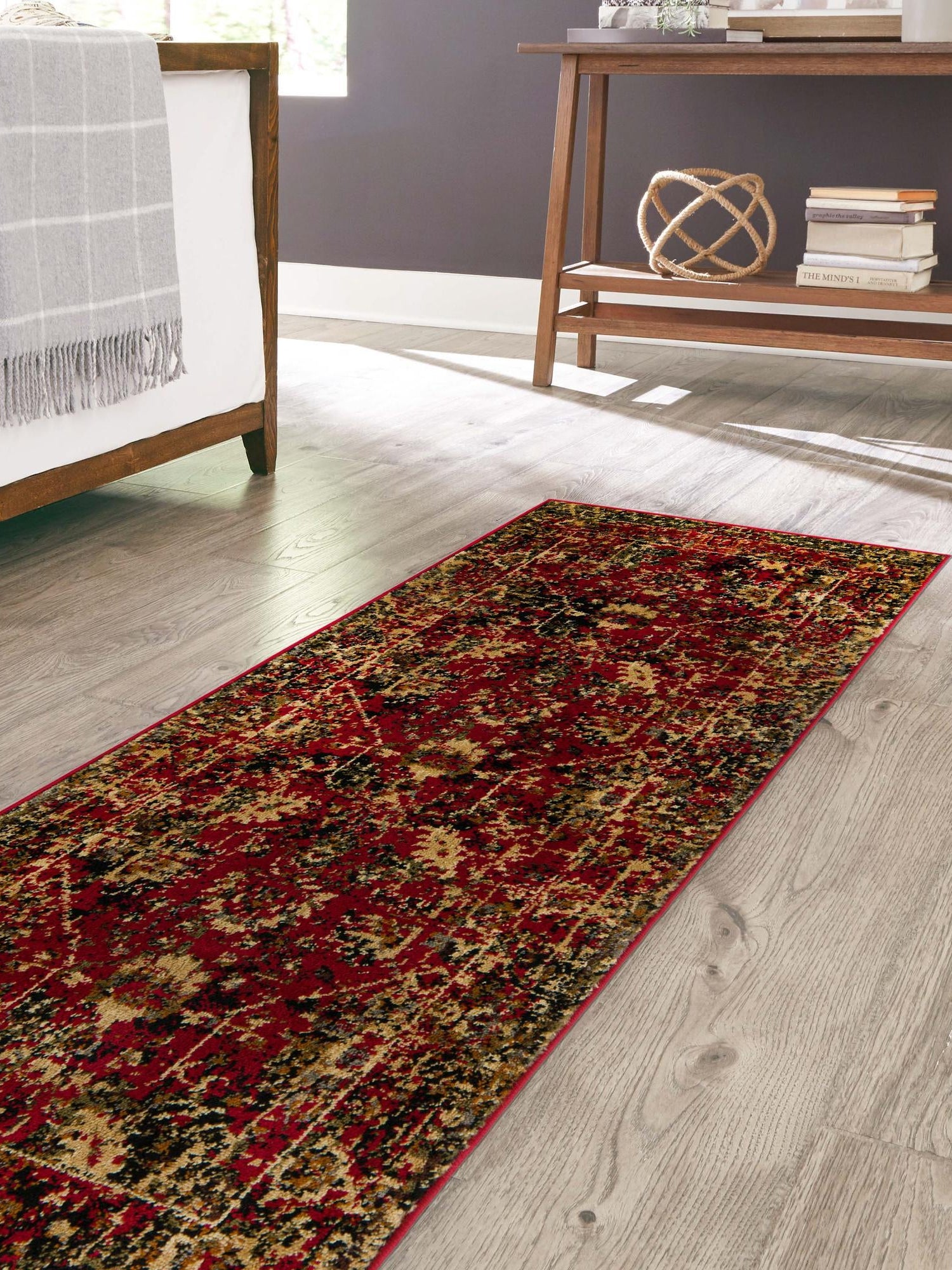 Burgundy 2' x 5' 1 Saturn Runner Area Rug Stain Resistant Easy Clean Classic Vintage Design Durable Carpet for Affordable Home Interiors for Sale at Rug Engine