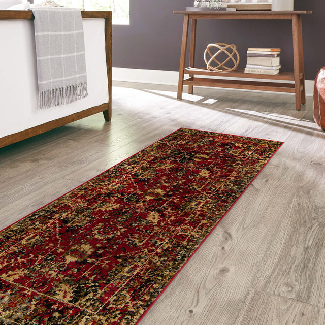 Burgundy 2' 2 x 12' Saturn Runner Area Rug Stain Resistant Easy Clean Classic Vintage Design Durable Carpet for Affordable Home Interiors for Sale at Rug Engine